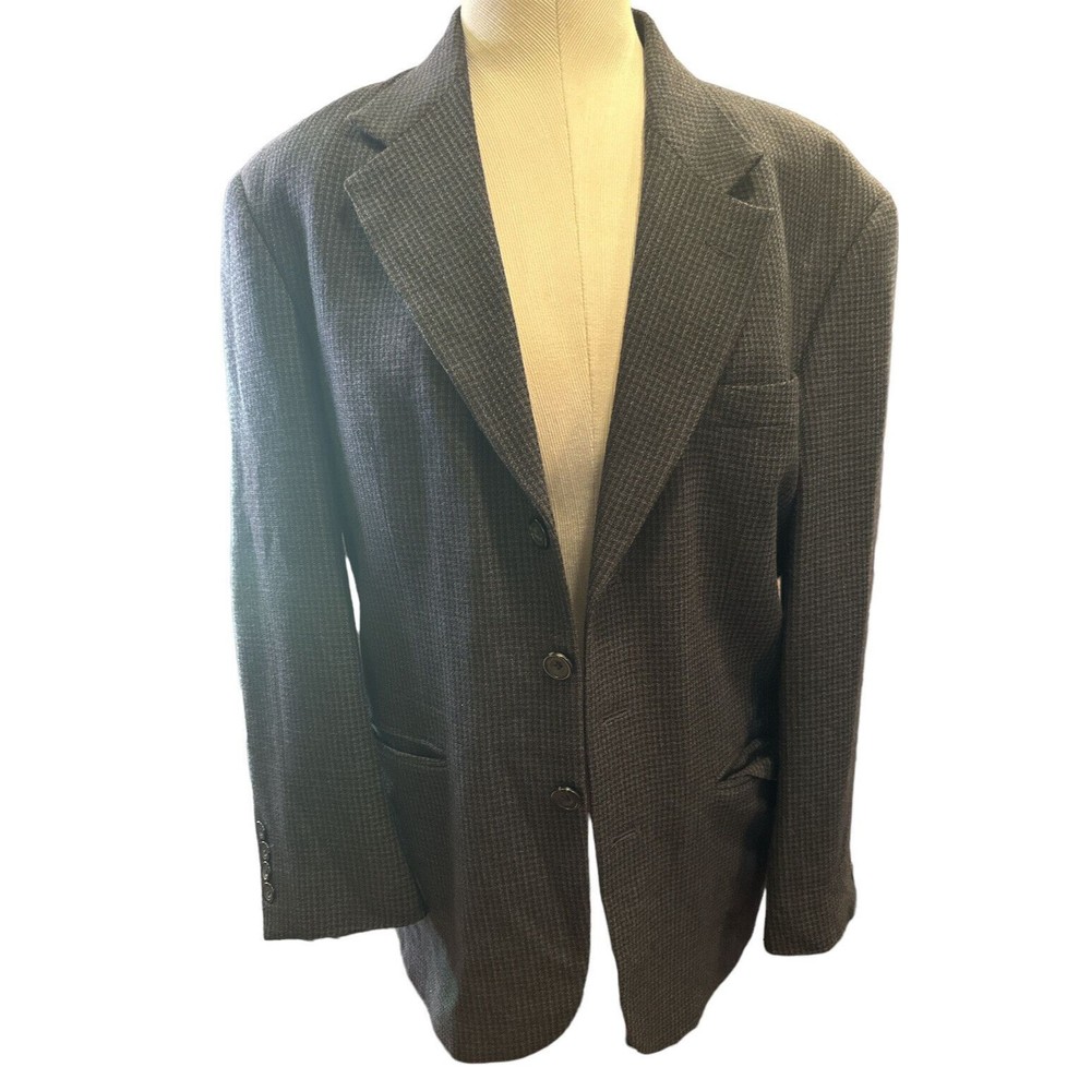 Oscar De La Renta Men’s‎ Sport Coat 100% Wool Blue/Black Checkered Sz 40S EUC